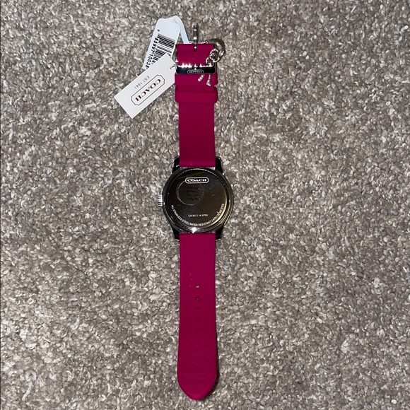 NWT! Woman’s Coach Silver and Pink Silicone Women's Watch, 40.0 mm - Picture 5 of 12